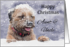 Aunt & Uncle, Christmas, Border Terrier Dog In The Snow card