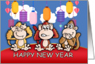 Chinese New Year, Year Of The Monkey, Three wise monkeys card