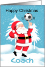 Coach Soccer / Football Christmas Greeting With Snow Scene card