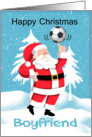 Boyfriend Soccer / Football Christmas Greeting With Snow Scene card