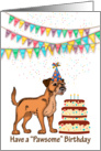 Border Terrier Dog With Birthday Cake And Bunting card