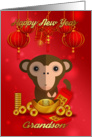 Grandson Chinese New Year, Year Of The Monkey, With Paper Fold Monkey card