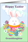 Granddaughter, Hoppy Easter With Rabbit and lots of Easter eggs card
