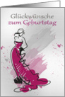 German Birthday Greeting With Female In A Stylish Dress card