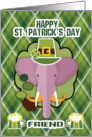 St. Patrick’s Day Pink Elephant on an Irish Tartan Background card