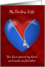 Wife, Modern Valentine’s Day Card With Zipper Heart card