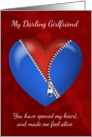 Girlfriend, Modern Valentine’s Day Card With Zipper Heart card
