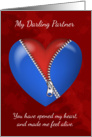Partner, Modern Valentine’s Day Card With Zipper Heart card