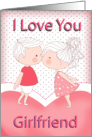 Girlfriend, Cute Kissing Couple Valentine With Heart And Polka dots card