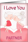 Partner, Cute Kissing Couple Valentine With Heart And Polka dots card