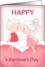 Cute Kissing Couple Valentine With Heart And Polka dots card