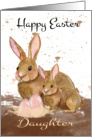 Daughter, Watercolor Bunny Rabbits and Easter Eggs card