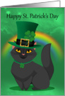 Lucky Black Cat Saint Patrick’s Day, With Rainbow and Shamrock card