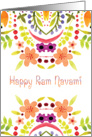 Ram Navami In Watercolor Flowers And Font card