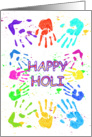 Holi Festival of color Painted hand prints card