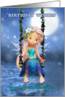 Great Granddaughter, Happy Birthday cute fairy on a floral swing card