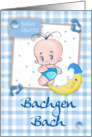 Bachgen Bach, Baban Newydd - Welsh New Baby Boy With Moon card