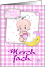 Merch fach, Baban Newydd - Welsh New Baby Girl With Moon card