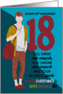18th Birthday, A trendy guy in droop trousers card
