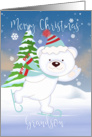 Grandson, Polar Bear Skating, Christmas Polar Bear Greetings card