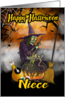 Niece Happy Halloween , witch Halloween Greeting card