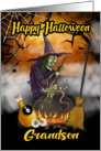 Grandson Happy Halloween , witch Halloween Greeting card