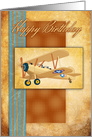 Biplane Aviation Pilot with blended colors Birthday card