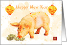 Chinese New Year, Year Of The Pig, Watercolor Pig card