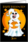 Son Happy Halloween Ghost, With Pumpkin and Stars card