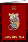 Chinese New Year, Year of the rat, Patchwork rat card