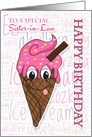 Sister-in-Law Ice Cream Cone Birthday Greeting card