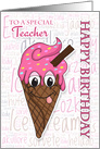 Teacher Ice Cream Cone Birthday Greeting card