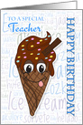 Teacher Ice Cream Cone Birthday Greeting card