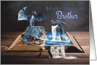 Brother Dragon Fantasy Art Birthday card
