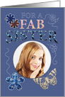 Sister, Patchwork Stitch Effect Your Photo Birthday Greeting card