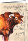 Year Of The Ox Chinese New Year Brown Ox Watercolor card