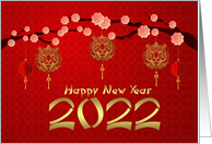 2022 Chinese New Year With Hanging Tree Ornaments card