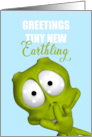 Blue Alien New Baby Boy Card Greetings Tiny New Earthling card