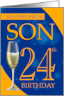 Son 24th Birthday In Blue And Orange With Champagne card