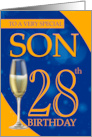 Son 28th Birthday In Blue And Orange With Champagne card