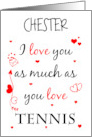 Valentine I Love You As Much As You Love Tennis Custom Name card