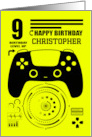 9th Birthday with Gaming Controller and Futuristic Hud Custom Name card