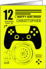 12th Birthday with Gaming Controller and Futuristic Hud Custom Name card