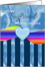 Gay Boyfriend Valentine’s Day Card with Candy Heart and Stripes card