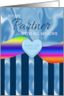 Gay Partner Valentine’s Day Card with Candy Heart and Stripes card