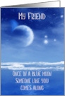 Happy Birthday Friend Card, Blue Moon Ocean View oil painted card