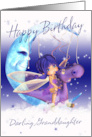 Granddaughter, Cute Birthday card, purple dragon with fairy card