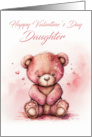 Daughter Cute Bear with Hearts Valentine’s Day card
