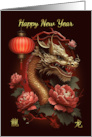 Chinese New Year Dragon with Blossoms and Lantern card