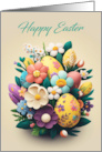 Easter Greetings with Eggs and Flowers, Happy Easter card